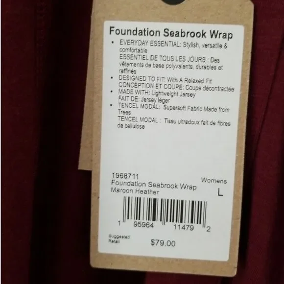 Prana Foundation Seabrook Maroon Heather Wrap Cardigan Kimono sz M Boho Yoga - Picture 5 of 9